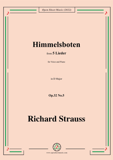 Richard Strauss-Himmelsboten,in D Major,Op.32 No.5 (arr. OSM Press)