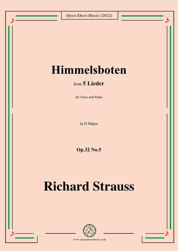 Richard Strauss-Himmelsboten,in D Major,Op.32 No.5 (arr. OSM Press)