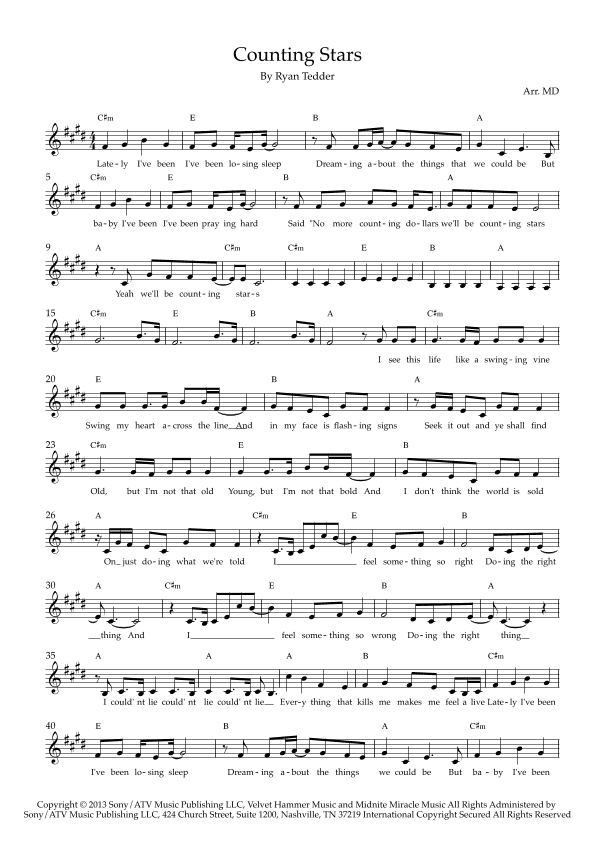 Counting Stars (arr. Arr. MD)