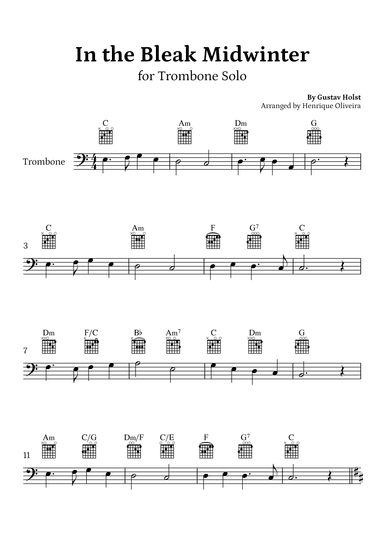 In the Bleak Midwinter (Trombone Solo) - Beginner Level (arr. Henrique Oliveira)