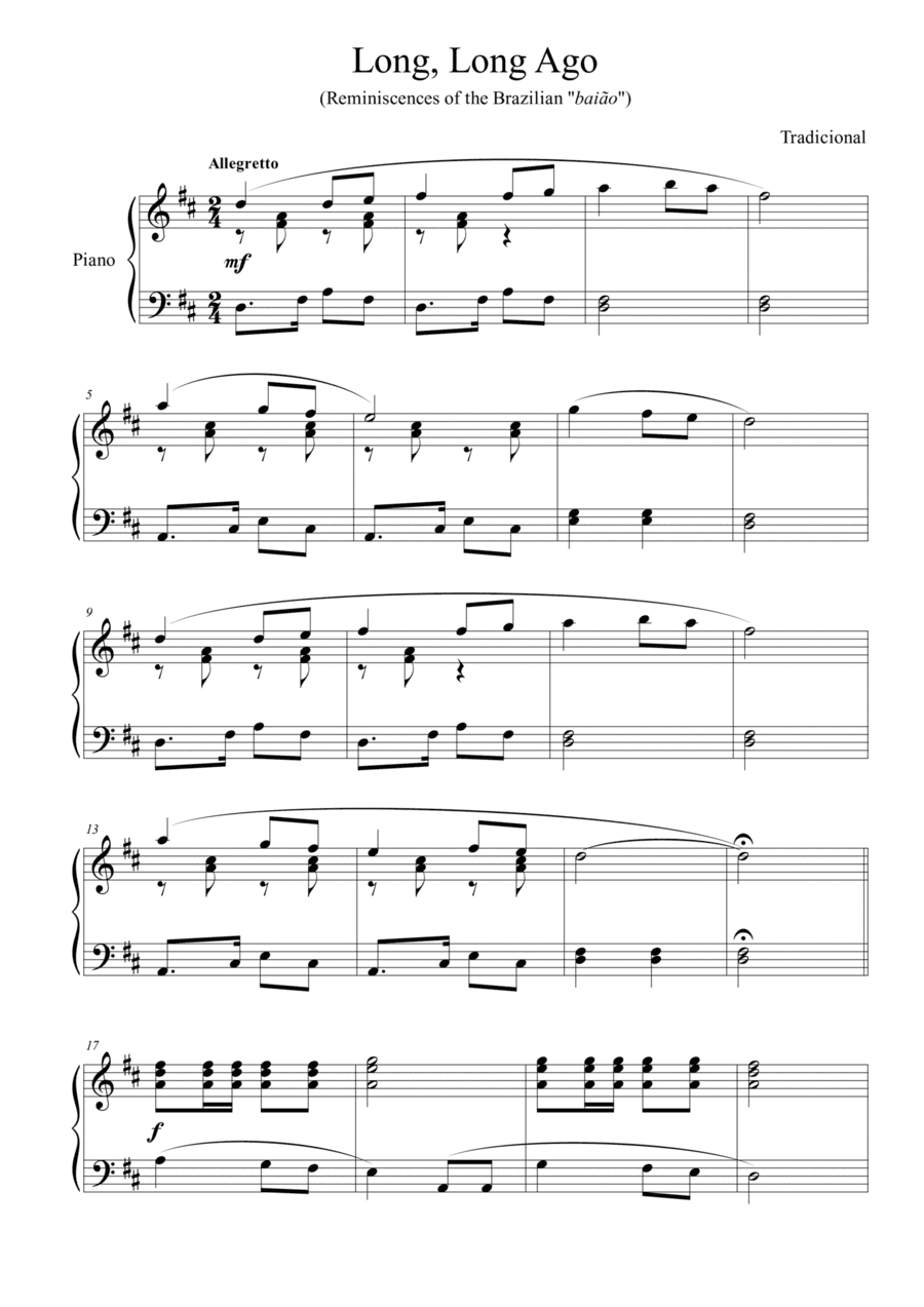 Long, Long Ago - for piano solo (Intermediate) (arr. Douglas Passoni de Oliveira)