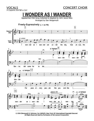 I Wonder As I Wander (arr. Dan Wolgemuth)