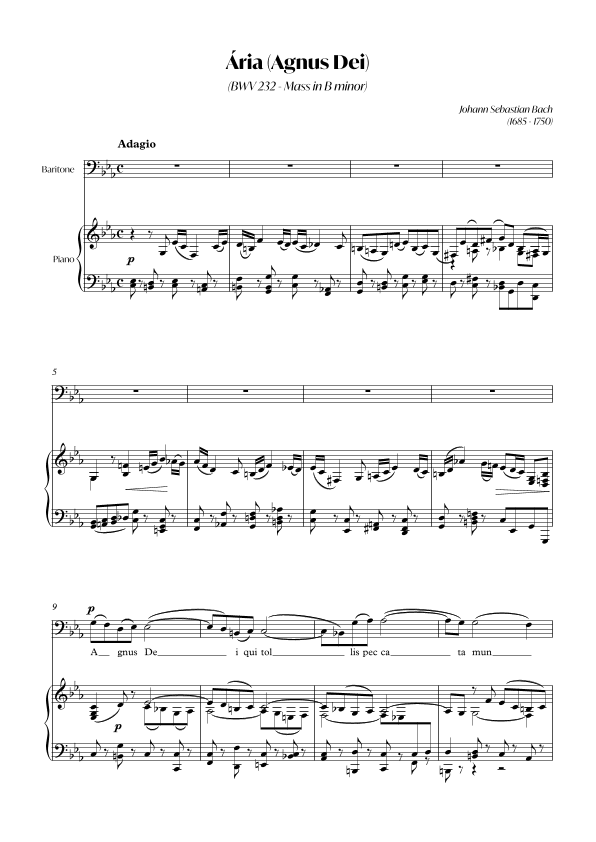 Aria (Agnus dei) from the Mass in B Minor (BACH) - Baritone Cm (arr. André Alberto Santos)
