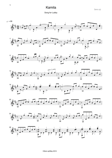 Kamila (Song for Lubby) for Guitar
