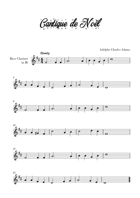 Cantique de Noël (for Bass Clarinet) (arr. Cadenza Editions)