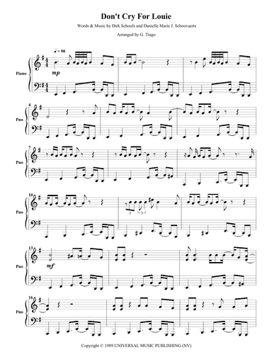 Don't Cry For Louie (arr. G. Tiago)
