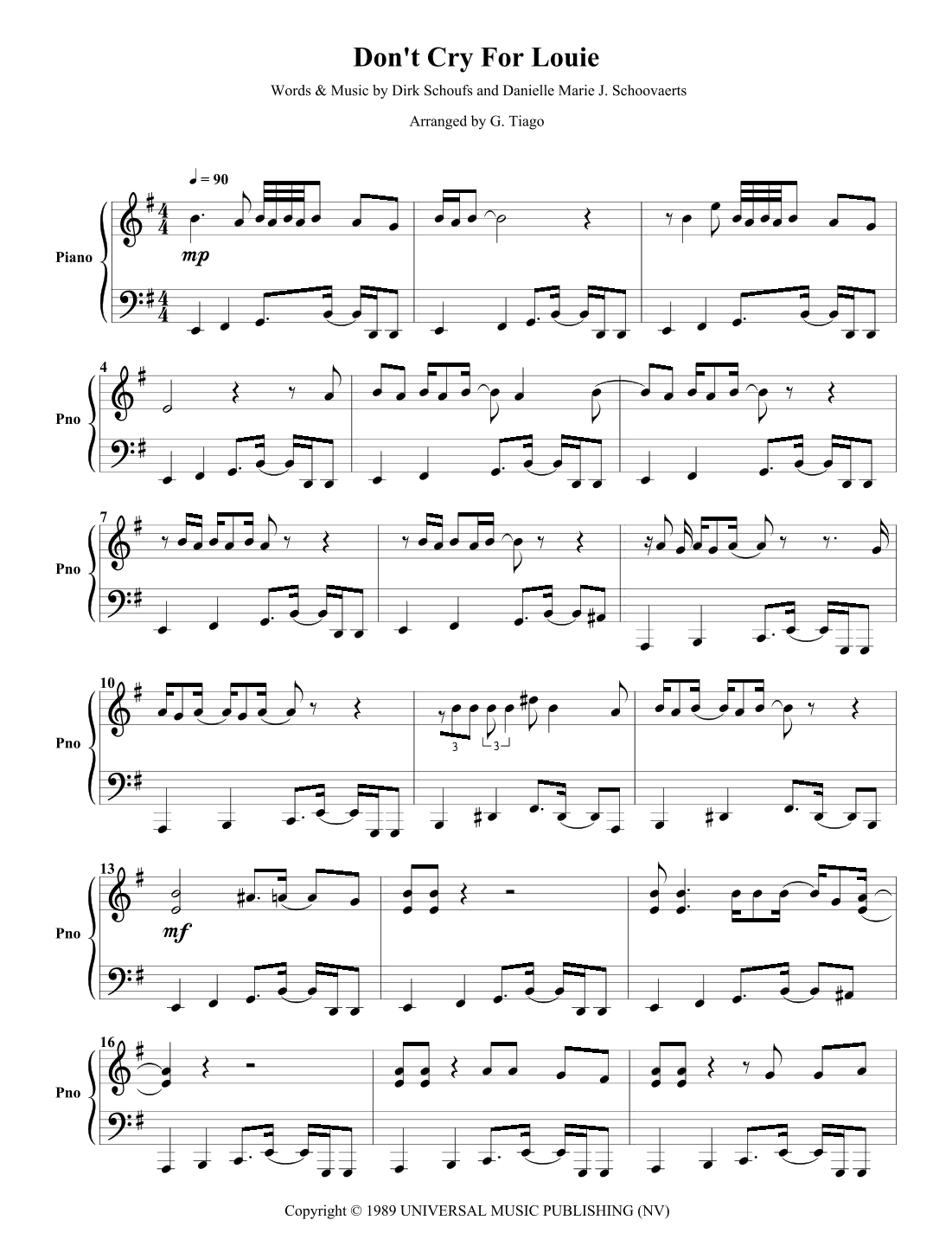 Don't Cry For Louie (arr. G. Tiago)