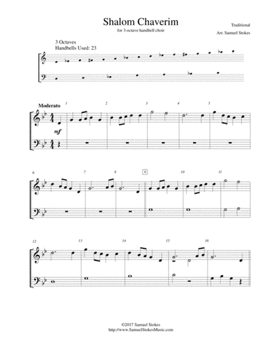 Shalom Chaverim (Farewell, Good Friends) - for 3-octave handbell choir (arr. Samuel Stokes)