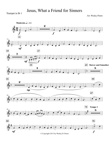Jesus, What a Friend for Sinners (Brass Sextet) (arr. Wesley D. Peters)