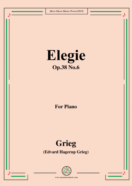 Grieg-Elegie Op.38 No.6,for Piano (arr. MSM)