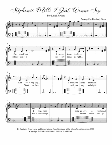I Just Wanna Say (arr. Kimberly Steele)