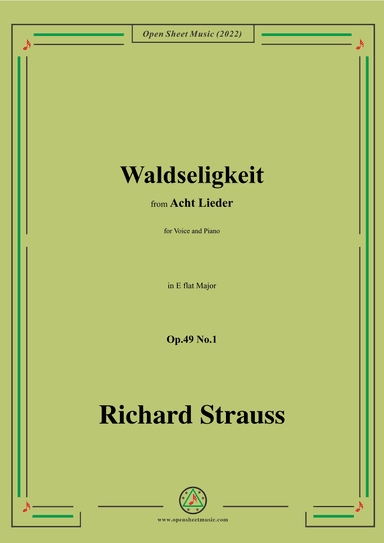 Richard Strauss-Waldseligkeit,in E flat Major (arr. OSM Press)