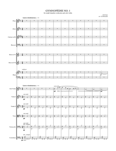 Gymnopedie No. 1 (for small chamber orchestra and solo violin) (arr. CJ Darnieder)
