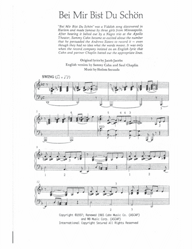 Bei Mir Bist Du Schon (means That You're Grand) (arr. Robert Blond)