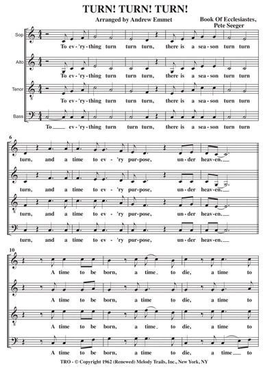 Turn! Turn! Turn! (to Everything There Is A Season) (arr. Andrew Emmet)