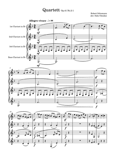 R.Schumann: Quartet Op.41 No.2 for 3 Clarinets and Bass Clarinet (arr. Saho Omukai)