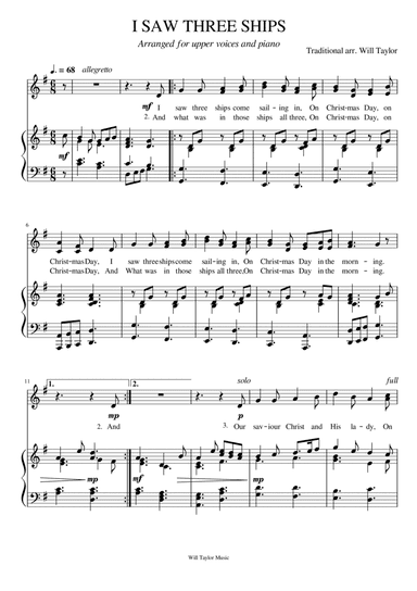 I SAW THREE SHIPS (arr. Will Taylor)