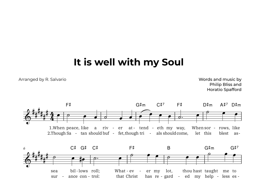 It is Well with My Soul (Key of F-Sharp Major) (arr. R. Salvario)