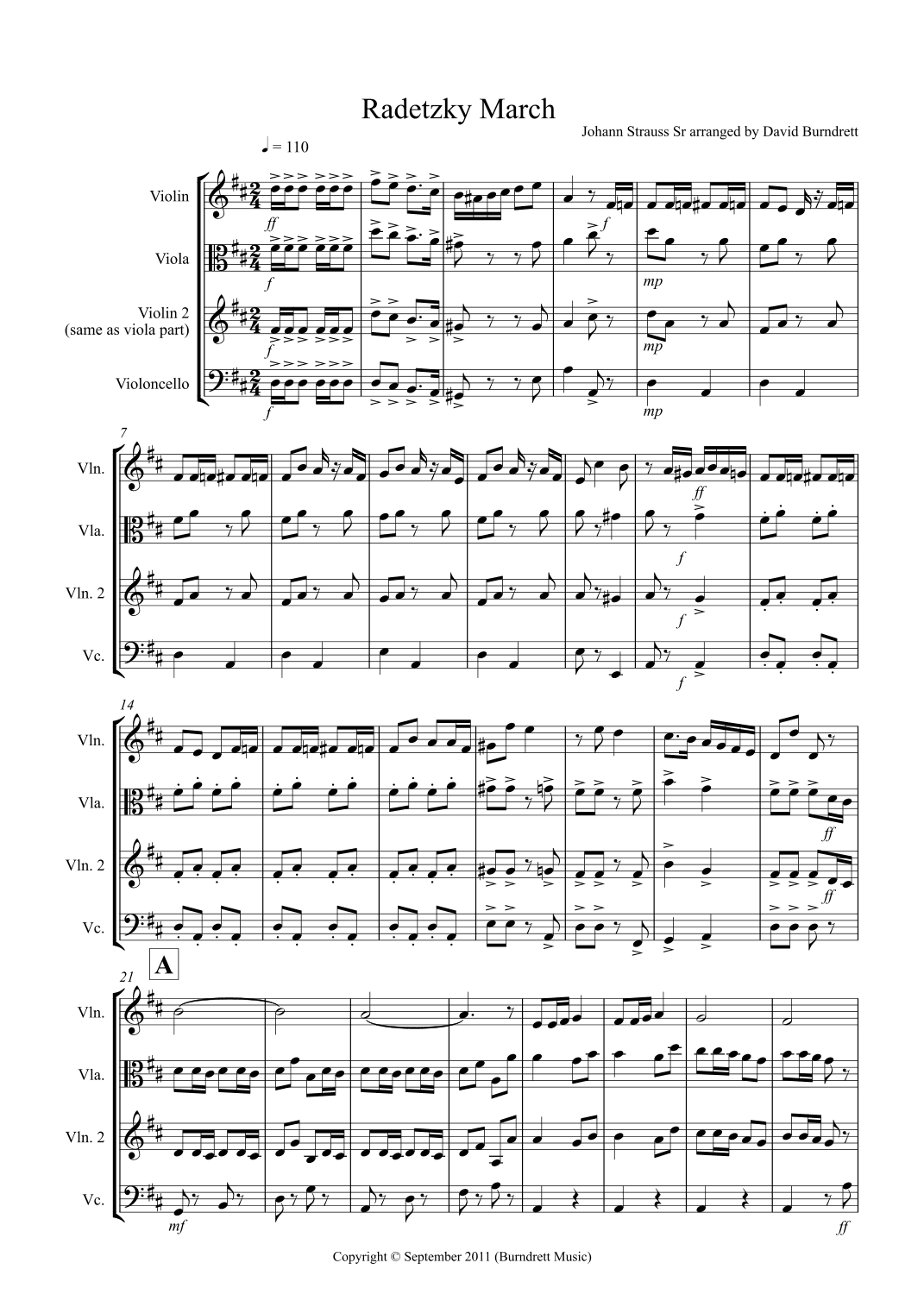 Radetzky March for String Trio (arr. David Burndrett)