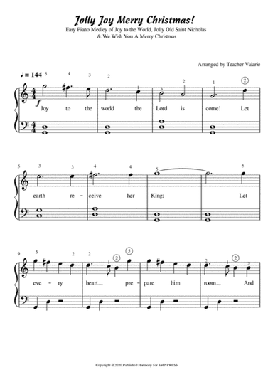 Jolly Joy Merry Christmas for Piano Solo Grade 1 Level (arr. Teacher Valarie @ Harmony Val)