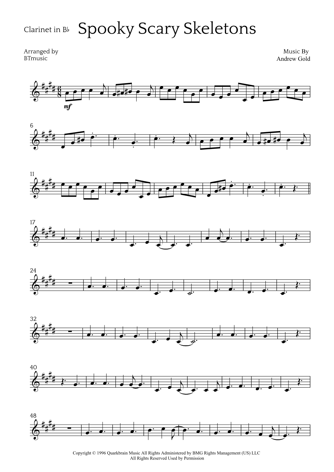 Spooky Scary Skeletons (arr. BTmusic)