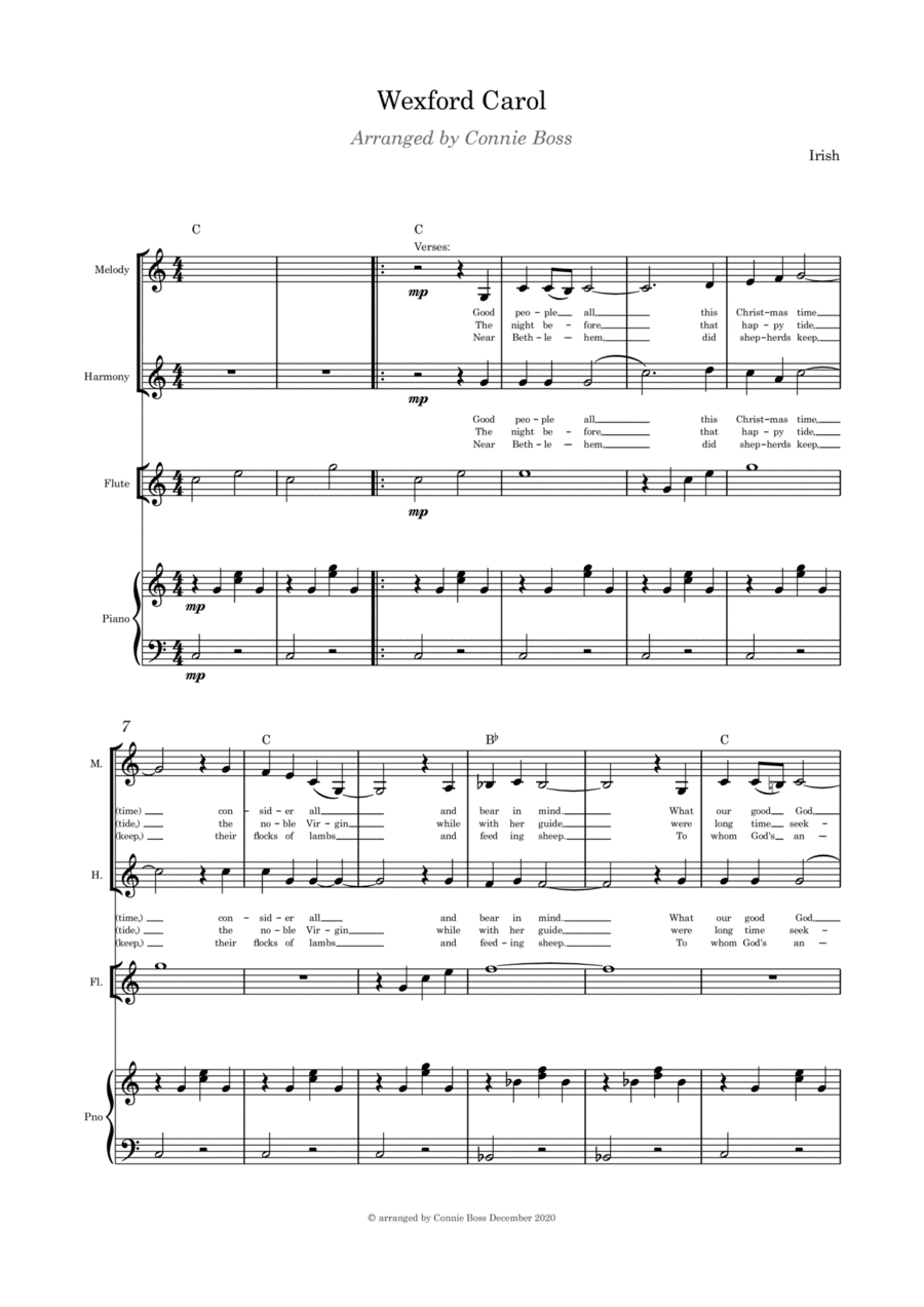 Wexford Carol - flute, vocal duet and piano (arr. Connie Boss)