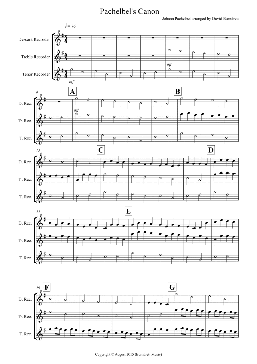 Pachelbel's Canon for Recorder Trio (arr. David Burndrett)