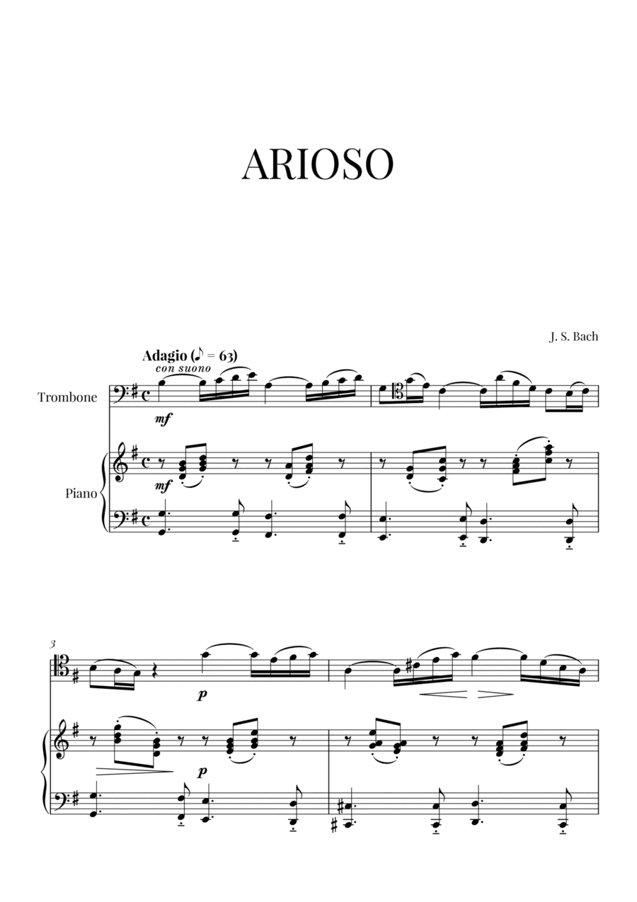Arioso (from Cantata BWV 156) (for Trombone and Piano) (arr. Cadenza Editions)