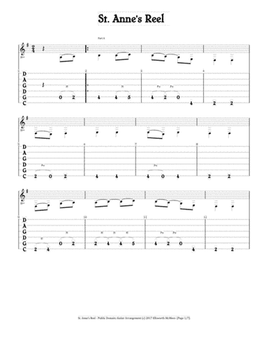 St. Anne's Reel (For Fingerstyle Guitar Tuned CGDGAD) (arr. Ellsworth McMeen)