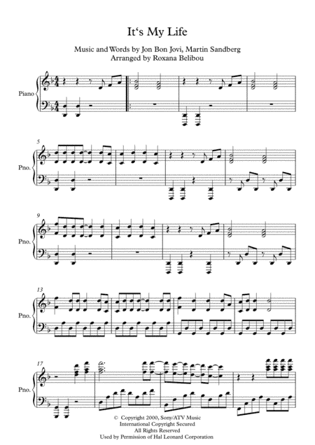 It's My Life (arr. Roxana Belibou)