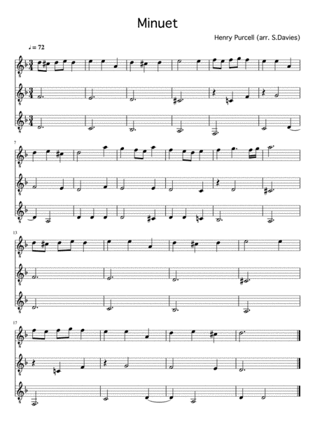 Minuet - H.Purcell (arranged for guitar ensemble) (arr. Simon Davies)