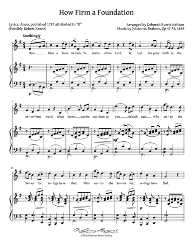 How Firm a Foundation / Brahms "Sonntag" (High Voice) (arr. Deborah Burris Neilson)