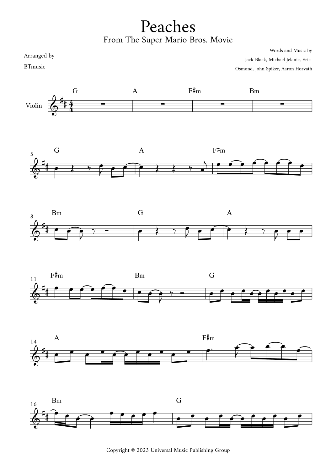 Peaches (arr. BTmusic)