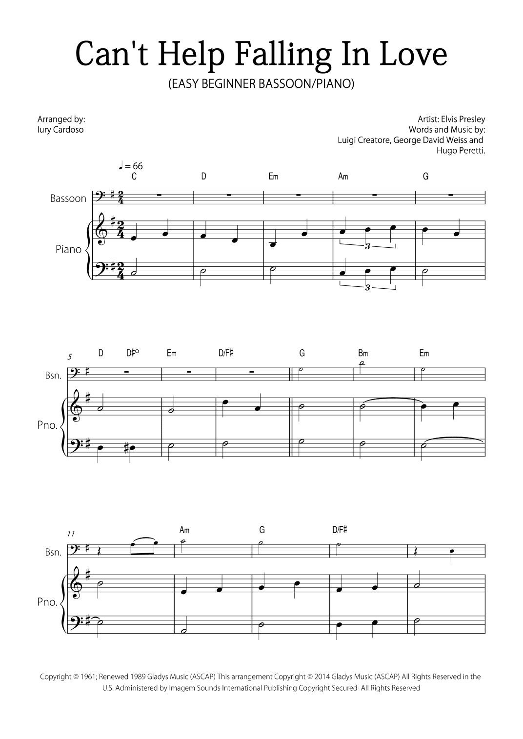 Can't Help Falling In Love (arr. Iury Cardoso)