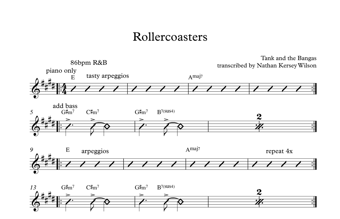 Rollercoasters (arr. Nathan Kersey-Wilson)