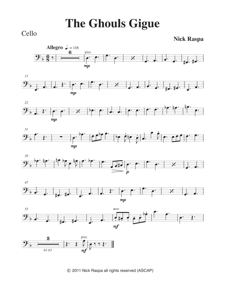 The Ghouls Gigue (from Three Dances for Halloween) Full Orchestra - Cello part