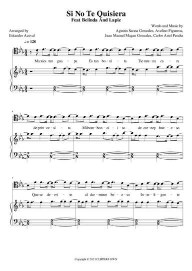 Si No Te Quisiera Feat Belinda And Lapiz (arr. Eskander Aceval)