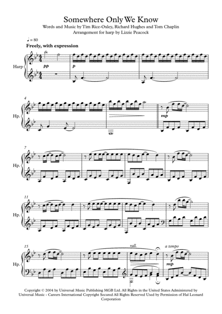 Somewhere Only We Know (arr. Lizzie Peacock)