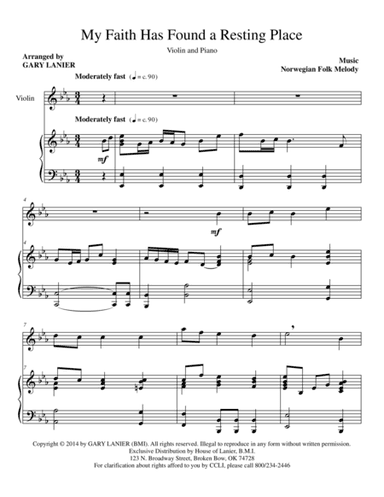 My Faith Has Found a Resting Place (Violin Piano and Vln part) (arr. Gary Lanier)