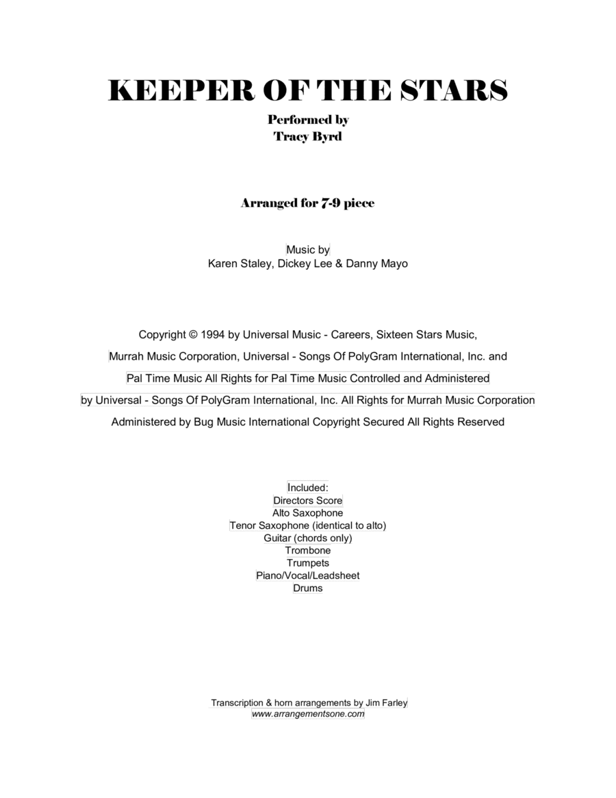 The Keeper Of The Stars (arr. Jim Farley www.arrangementsone.com)