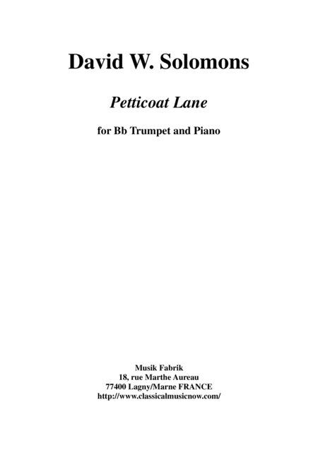 David W. Solomons: Petticoat Lane for Bb trumpet and piano