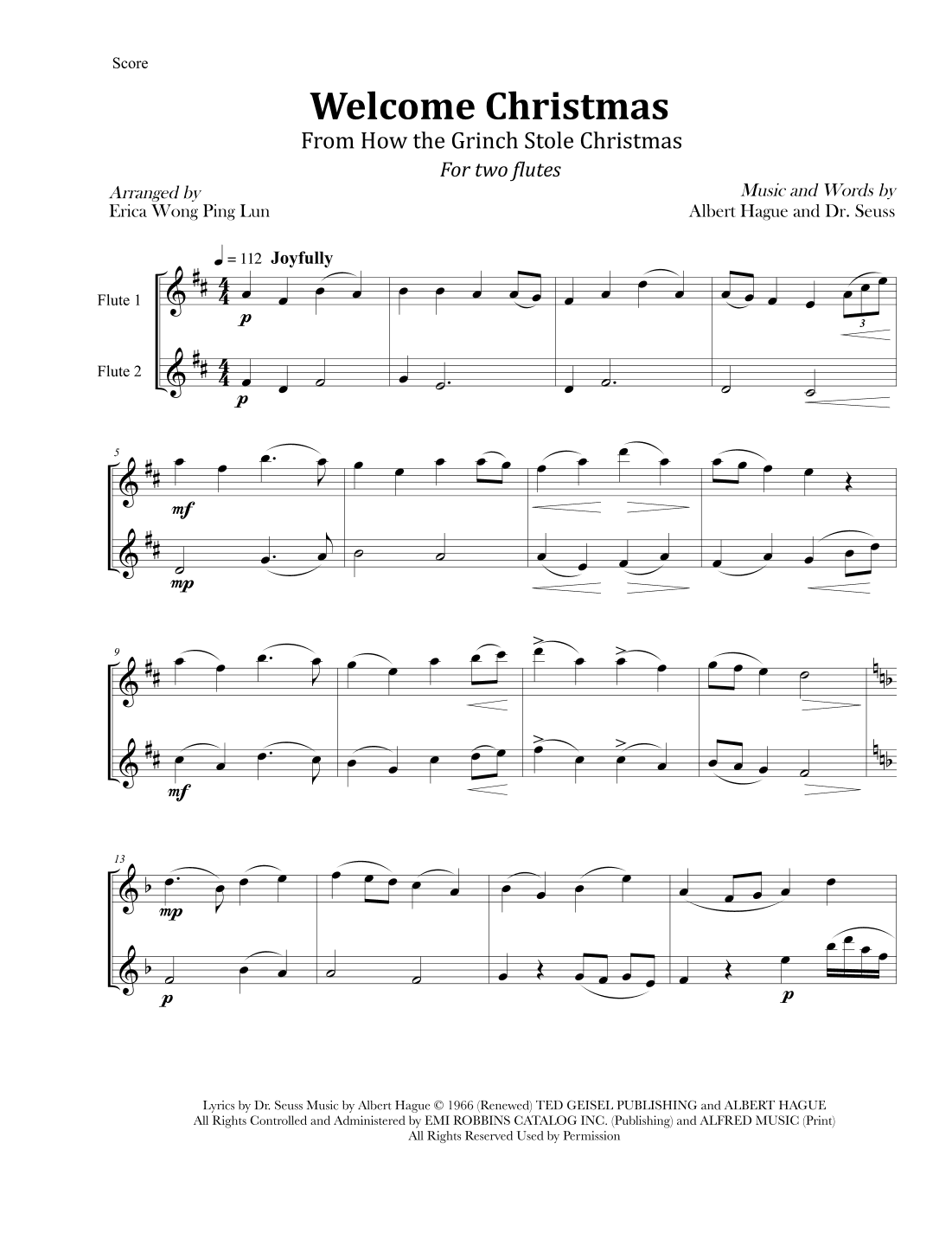 Welcome Christmas (arr. Erica Wong Ping Lun)