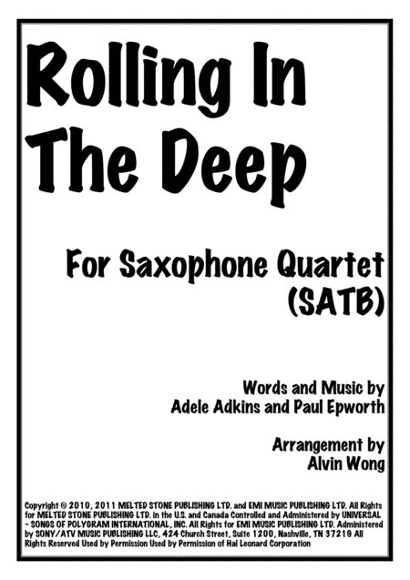 Rolling In The Deep (arr. Alvin Wong)