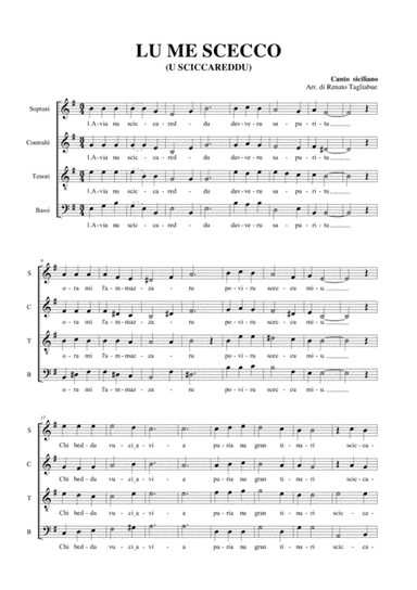 LU ME SCECCO (U SCICCAREDDU) - For SATB Choir (arr. R. Tagliabue)
