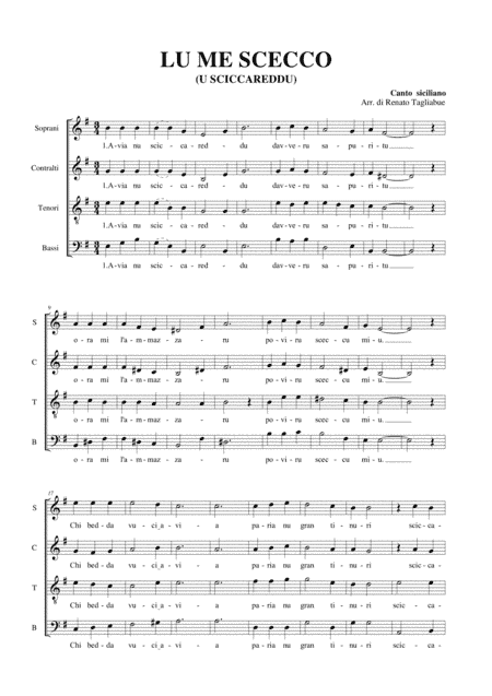 LU ME SCECCO (U SCICCAREDDU) - For SATB Choir (arr. R. Tagliabue)
