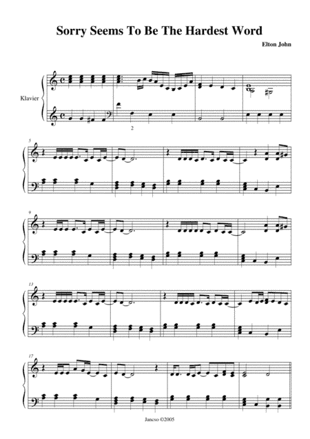 Sorry Seems To Be The Hardest Word (arr. Thomas Jancso)