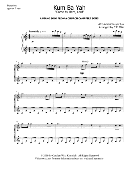Kum Ba Yah - a church campfire song (arr. c.e. walz)