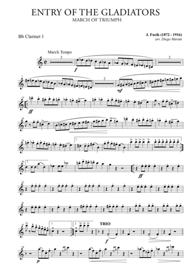 Entry Of The Gladiators for Clarinet Quartet (arr. Diego Marani)