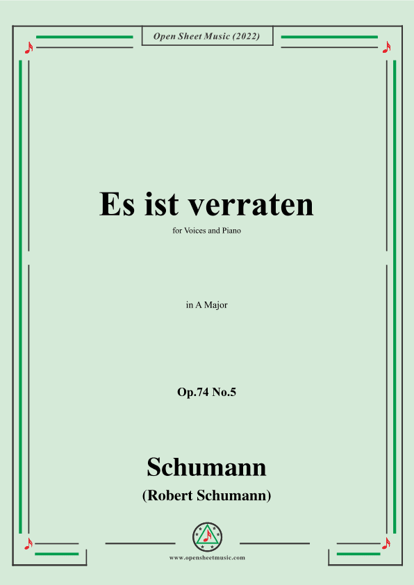 Schumann-Es ist verraten,Op.74 No.5,in A Major (arr. OSM Press)