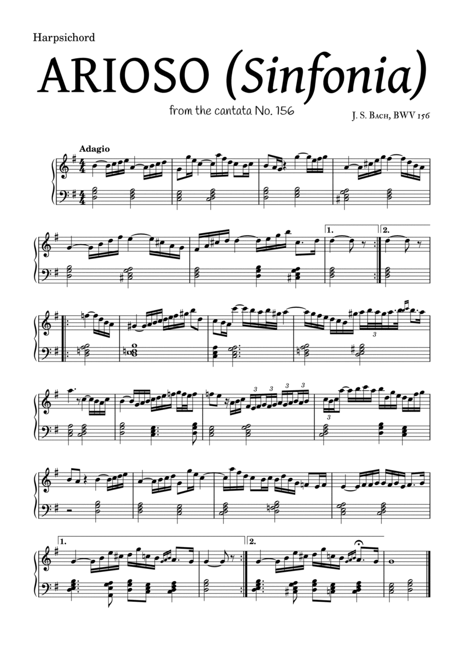 ARIOSO, by J. S. Bach (sinfonia) - for Harpsichord and accompaniment (arr. Leyandder Trustworthy)